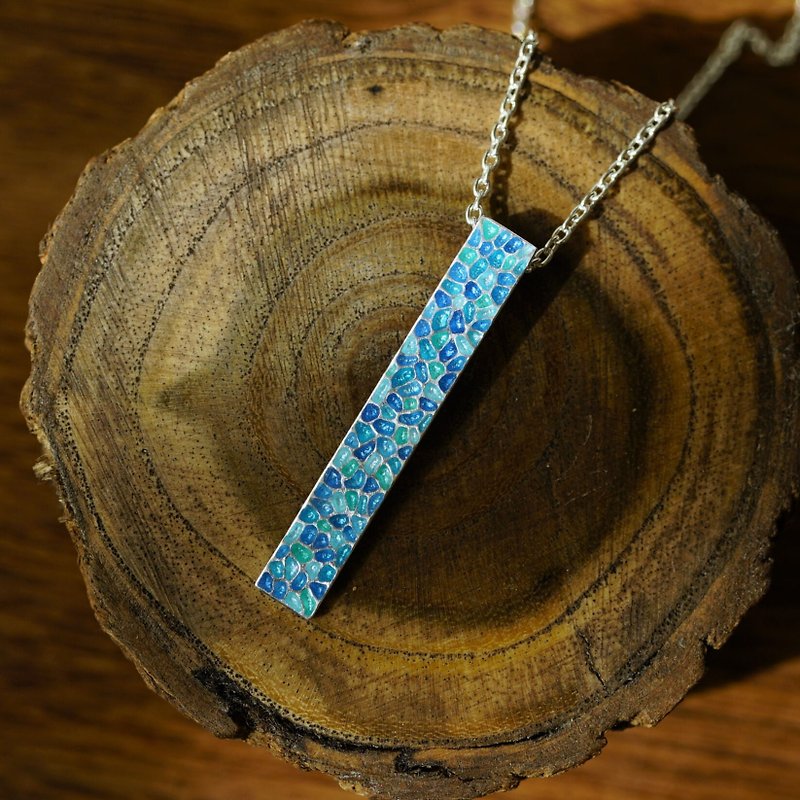 Enamel necklace KESHIKI Water Sparkle - Necklaces - Silver Blue