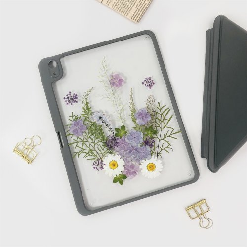 FeimeiPresents 紫白花綠葉手工押花iPad殼 iPad Air 11寸13寸iPad Pro11寸13寸