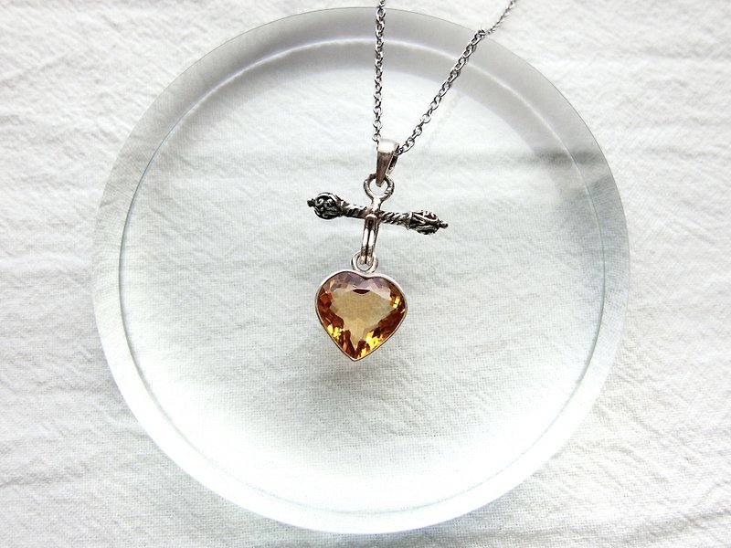 Citrine 925 Sterling Silver Love Anchor Necklace