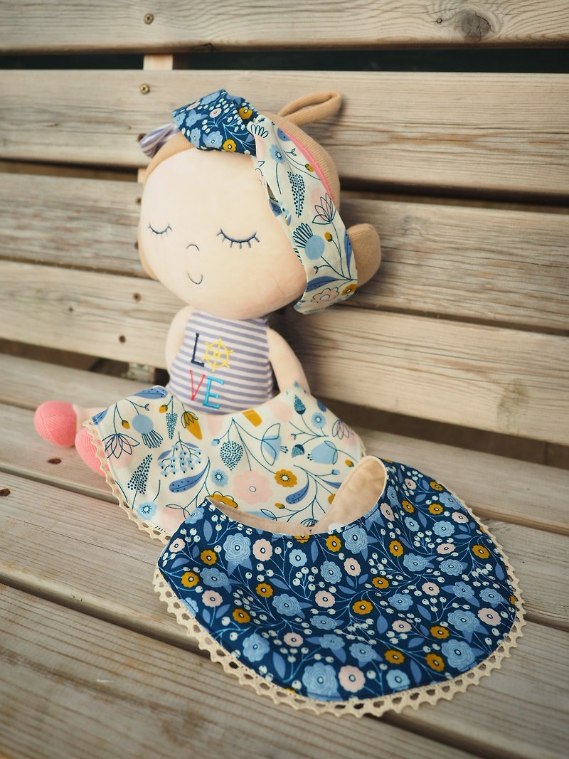 Handmade Baby Bib headband gift set floral pattern, fabric from United Kingdom