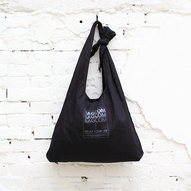 簡結雙層tote包-黑色_100430-00 - Messenger Bags & Sling Bags - Cotton & Hemp Black