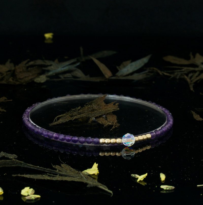 Superfine 1/20 14K Gold Filled Amethyst Bracelet - สร้อยข้อมือ - เครื่องเพชรพลอย 