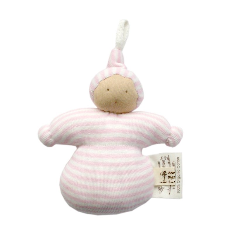 エジプトのオーガニックコットン人形-ピンクの縞模様の小さなゴブリン - 知育玩具・ぬいぐるみ - コットン・麻 ピンク