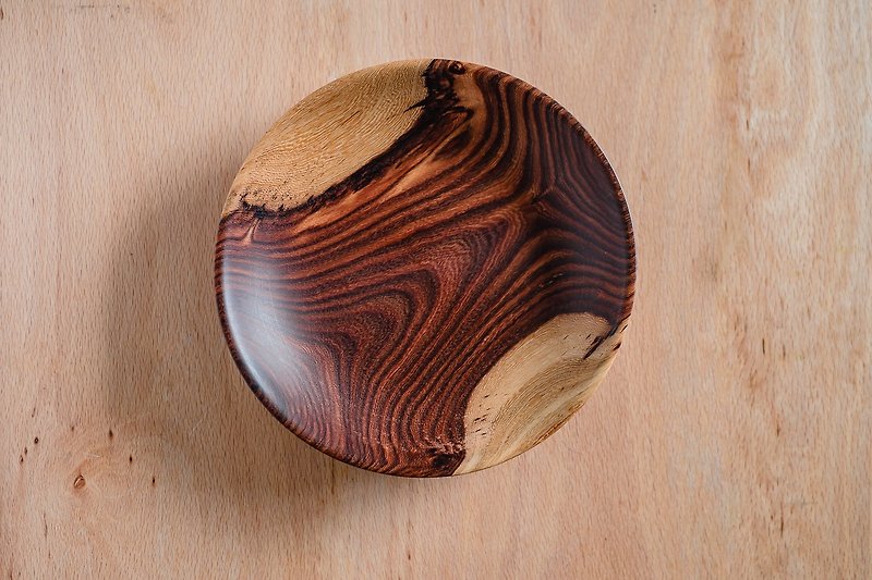 Handmade Wooden Plate | Iron Dumpling | Snack Plate - Plates & Trays - Wood Brown