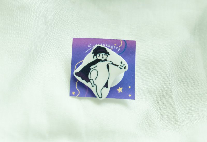 I'm The Magic Cat Handmade Pin - 徽章/別針 - 塑膠 白色