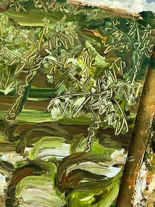 絵画バリ島  No.0301 バリ島の絵画 バリ島の田んぼの芸術 緑の装飾 棚田 アジアの風景
