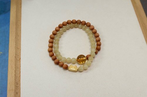 Angel's tears 天使之淚 Jewelry Design 6mm天然和田玉/和闐玉-新疆淺糖玉 老山檀純銀龍寶寶設計雙圈手串