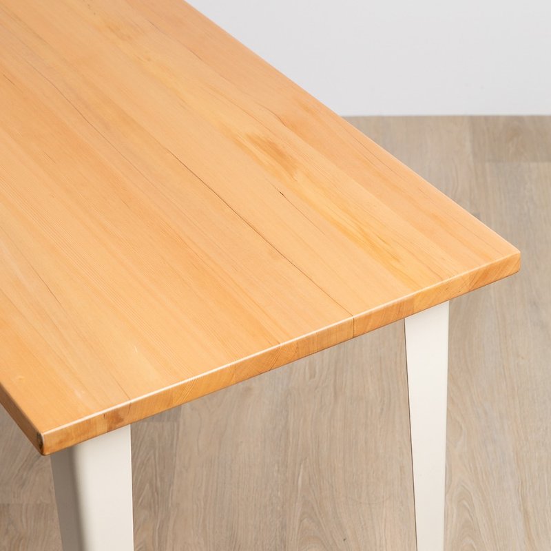 北美鐵杉 簡單原木桌 優雅斜線 白色鐵腳 - 餐桌/書桌 - 木頭 咖啡色