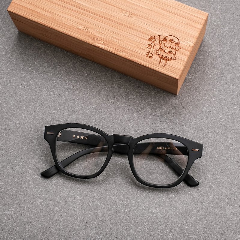 Japan matte matte black box Italy plate glasses frame - Glasses & Frames - Other Materials Black