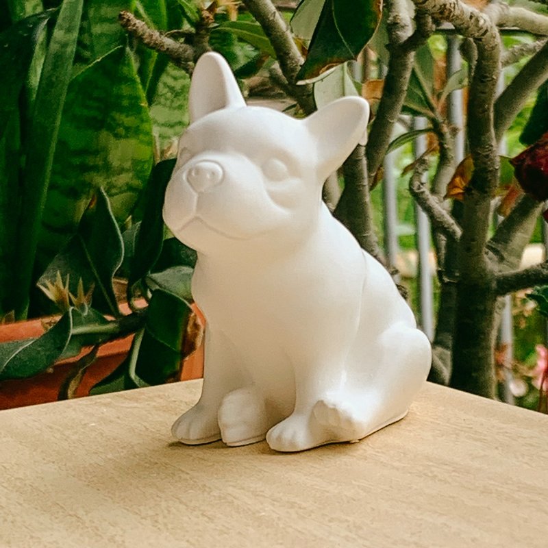 法國鬥牛犬擴香石 聖誕節交換禮物 - 香氛/精油/擴香 - 其他材質 白色