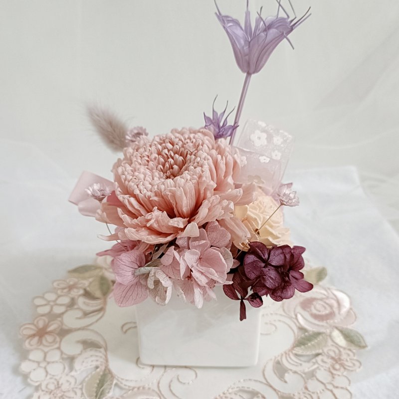 奶茶優雅紫盆花 生日開幕結婚捧花永生乾燥花畢業謝師禮物生日畢 - 乾燥花/永生花 - 植物．花 多色