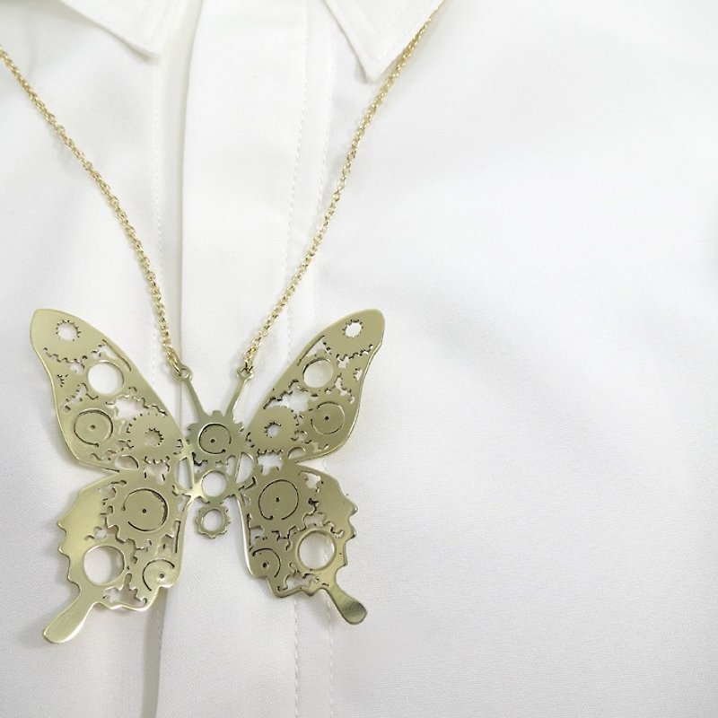 Butterfly Gear Necklace from WABY - 項鍊 - 其他金屬 橘色