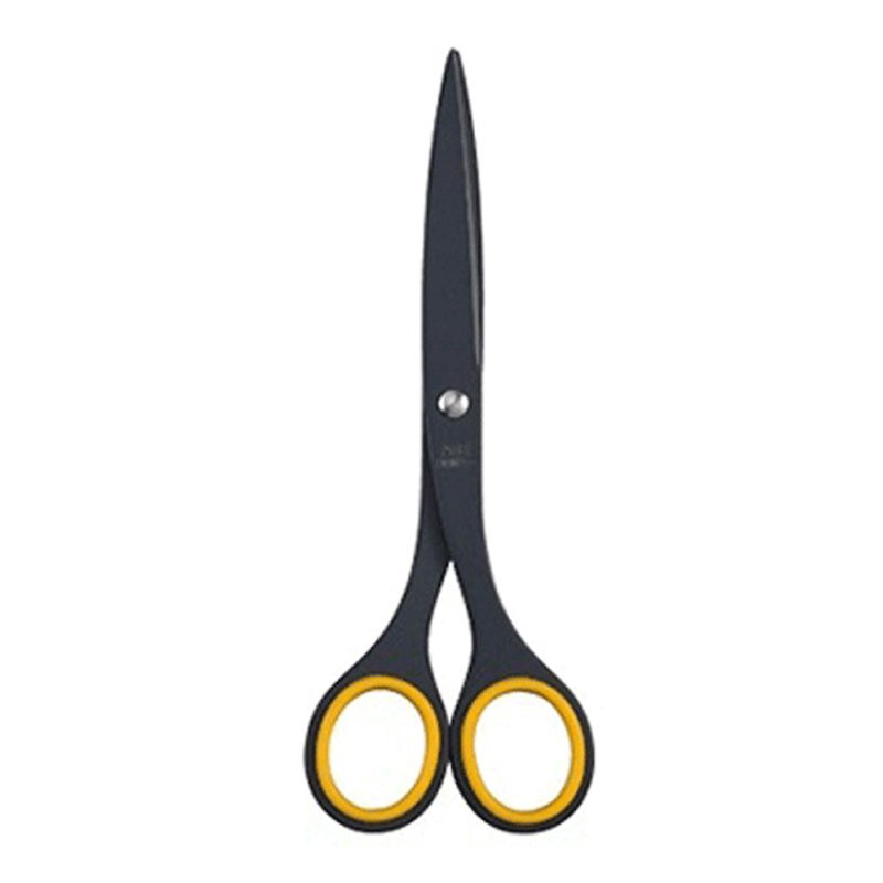 Lin blade material black blade non-adhesive scissors 165mm-yellow