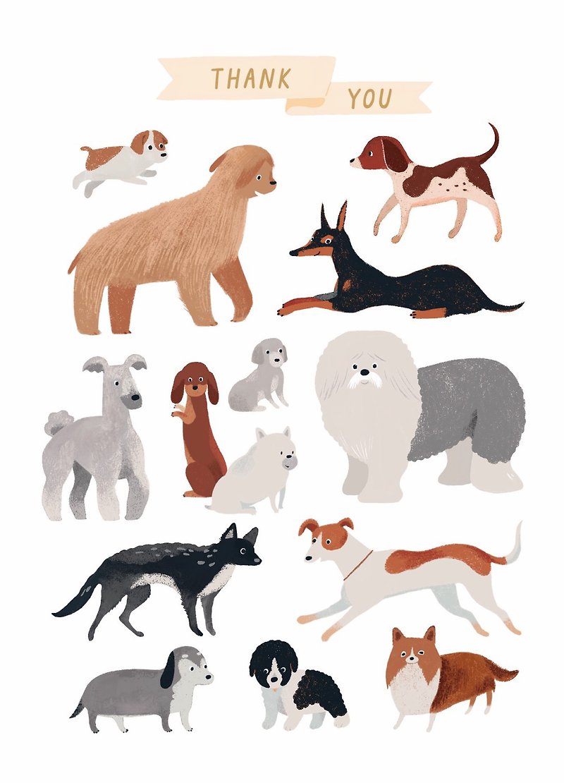 Illustrated postcard-love language from dogs - Cards & Postcards - Paper White