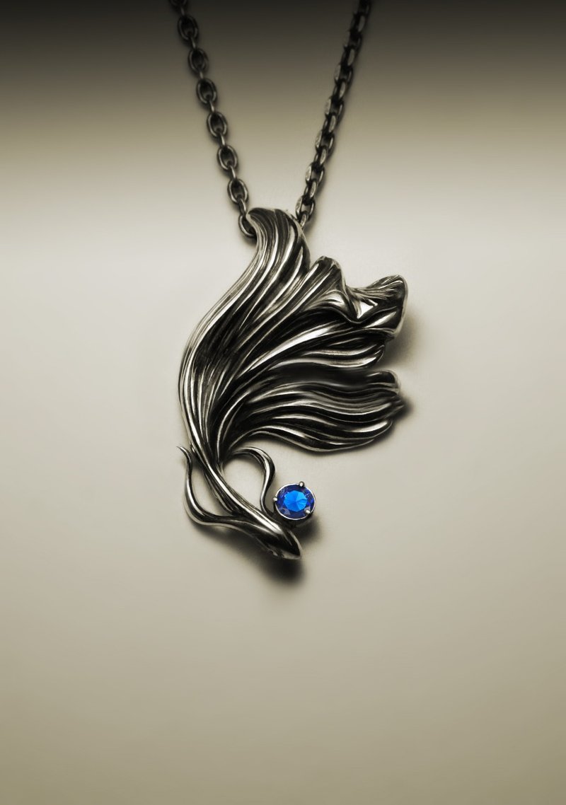 Stone Betta necklace - สร้อยคอ - โลหะ สีเงิน