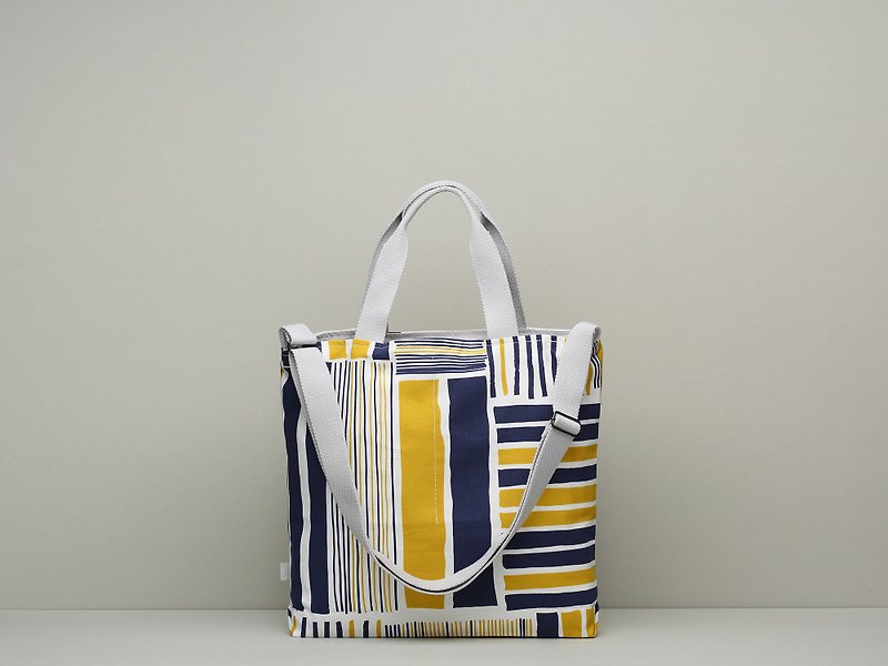 JainJain bicycle bag / iron house yellow blue (strap adjustable length) - Messenger Bags & Sling Bags - Cotton & Hemp Yellow