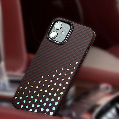 MON CARBONE 【Apple新品】防彈纖維保護殼消光紅 iPhone12系列