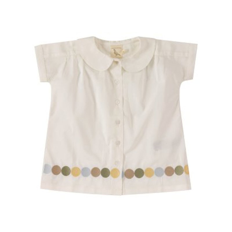 100% organic cotton classic round neck design large dot printed girls short-sleeved shirt - Other - Cotton & Hemp Multicolor