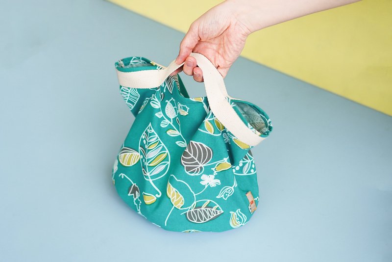 Autumn lunch bag can accommodate Big Lock lunch box, private message to select fabric customization - กระเป๋าถือ - ผ้าฝ้าย/ผ้าลินิน สีเขียว