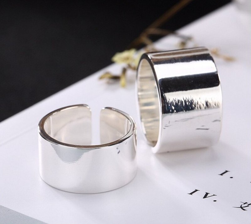 Real S 925 Sterling Silver Women Cool Wide Open Rings Plain NO Decoration - General Rings - Sterling Silver Silver