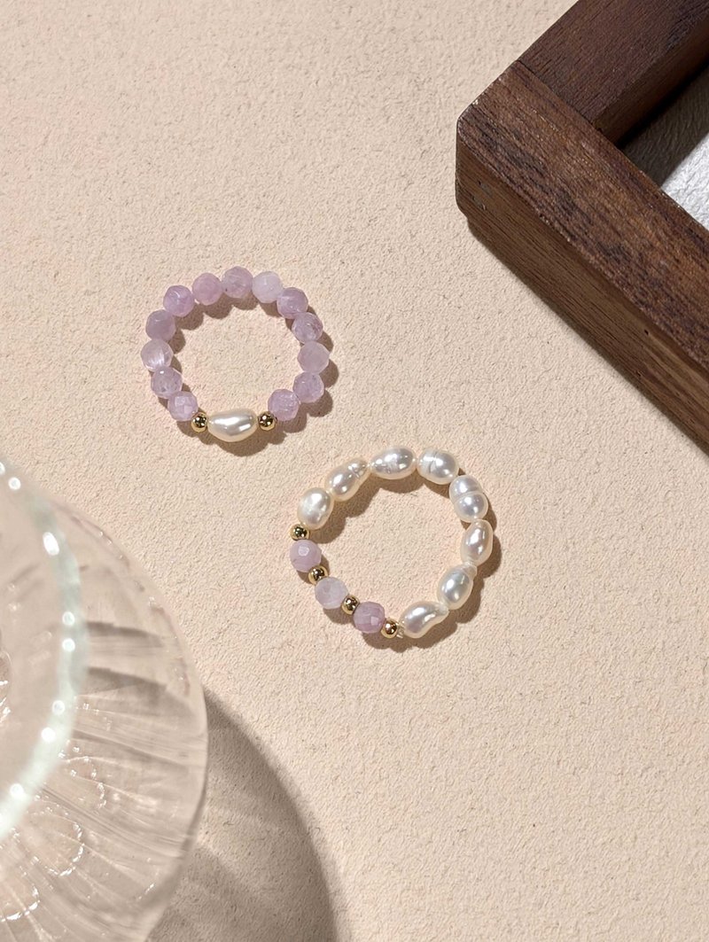 珍珠 紫鋰輝 天然石串珠戒指 JIEGEM 姊的珠寶 - 戒指 - 半寶石 