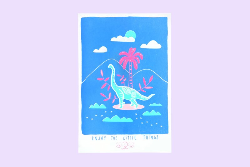 雷龍・恐龍系列卡片 ||  Risograph 孔版印刷 / 明信片 / 限量 - 卡片/明信片 - 紙 多色