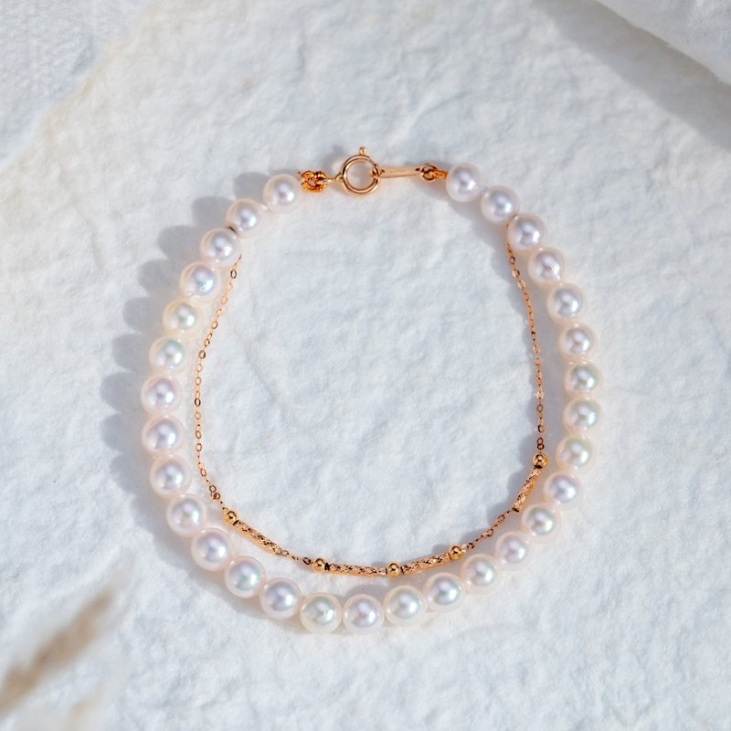 Akoya | 18K Rose Gold | Double-Chained Bracelet - สร้อยข้อมือ - ไข่มุก 