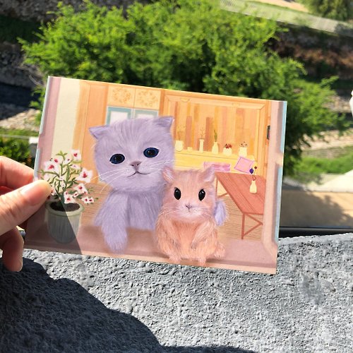 yehuna小宇宙-插畫與手作 貓與鼠的真摯友誼/明信片/卡片