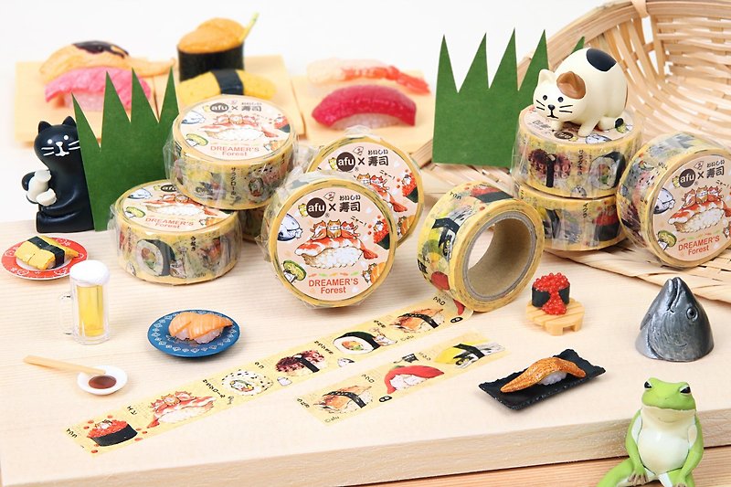 Afu illustration paper tape - cat foodie / sushi articles | Japan and paper tape | RT made in Japan