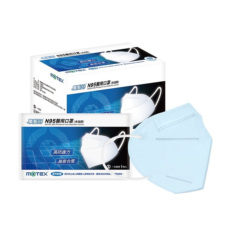 MOTEX Clam N95 Stereo Medical Mask Blue (20pcs/box) - หน้ากาก - วัสดุอื่นๆ สีน้ำเงิน