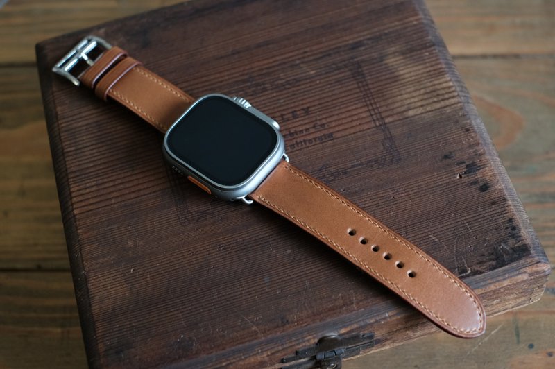 【寓吉】Apple Watch錶帶訂製 義大利植鞣革  寬版 24-22mm - 錶帶 - 真皮 