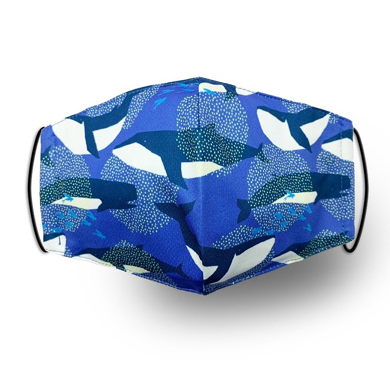 [Marine Animal Series] Whale Millet Cotton Cloth Mask - หน้ากาก - ผ้าฝ้าย/ผ้าลินิน สีน้ำเงิน