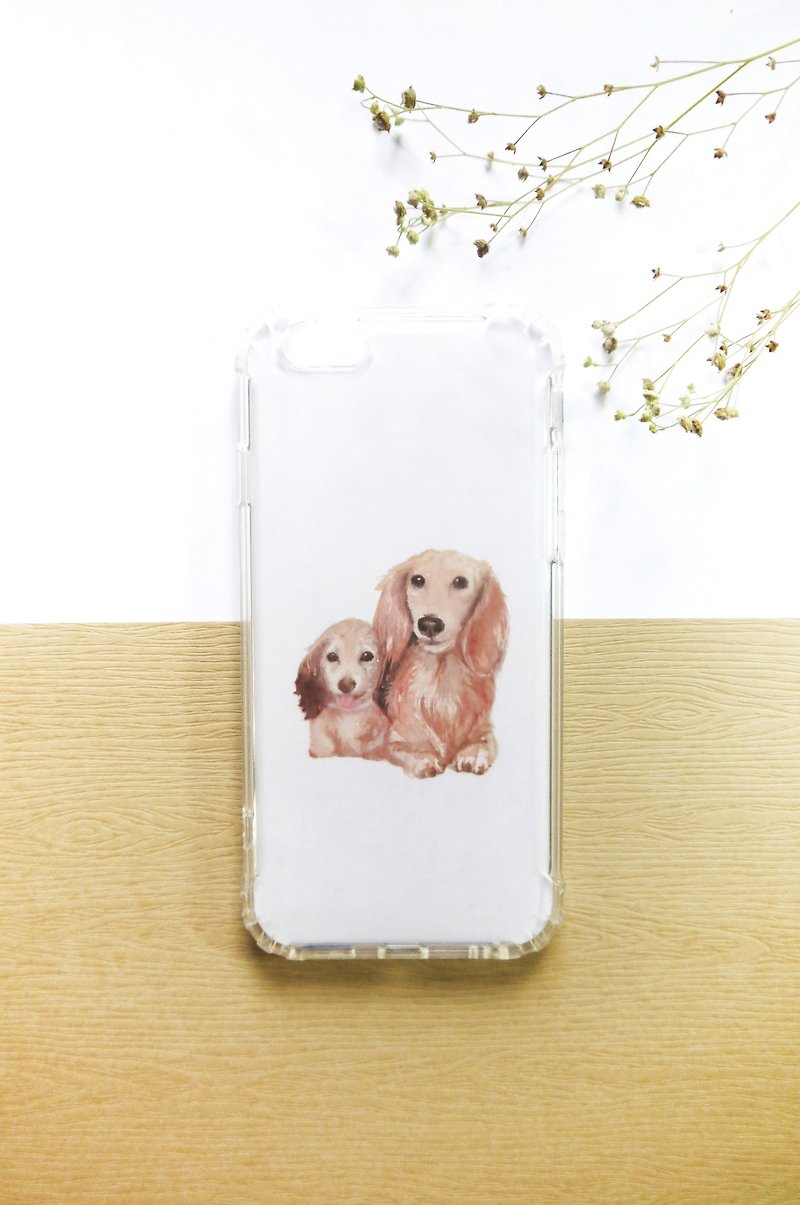 Double dog - mobile phone case | TPU Phone case anti-drop air pressure shell | can add word design - Phone Cases - Rubber Transparent