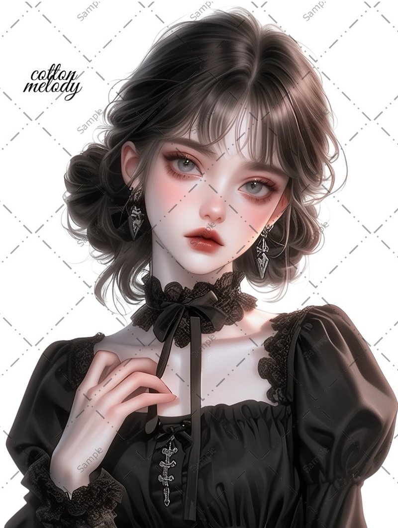 original sticker no.1076 人物ステッカー オリジナルステッカー 人物ステッカー 女の子ステッカー オリジナル人物ステッカー - 貼紙 - 紙 