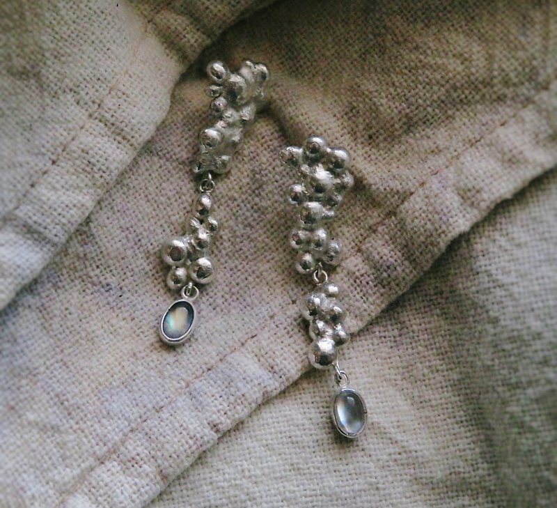 Sterling Silver Earrings Gemstone Moonstone - Earrings & Clip-ons - Sterling Silver White
