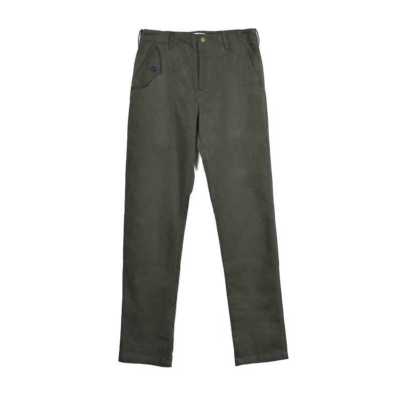 oqLiq - Display in the lost - Four Types of Asymmetric Pocket Trousers (Green) - Men's Pants - Cotton & Hemp Green