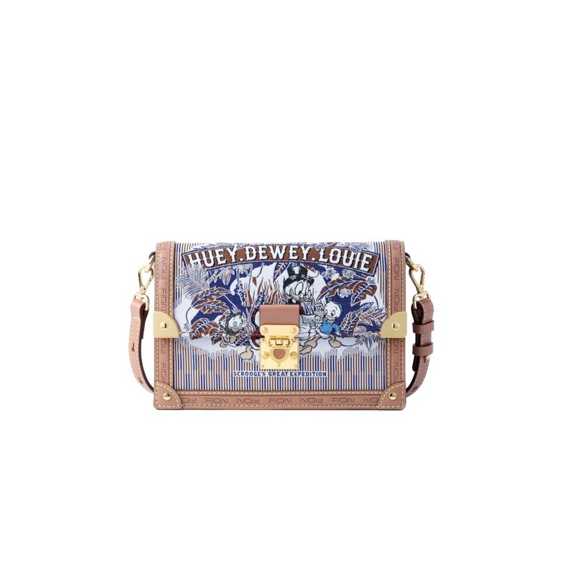 Donald Duck Jacquard with Leather Crossbody & Shoulder Bag - กระเป๋าแมสเซนเจอร์ - หนังแท้ สีกากี