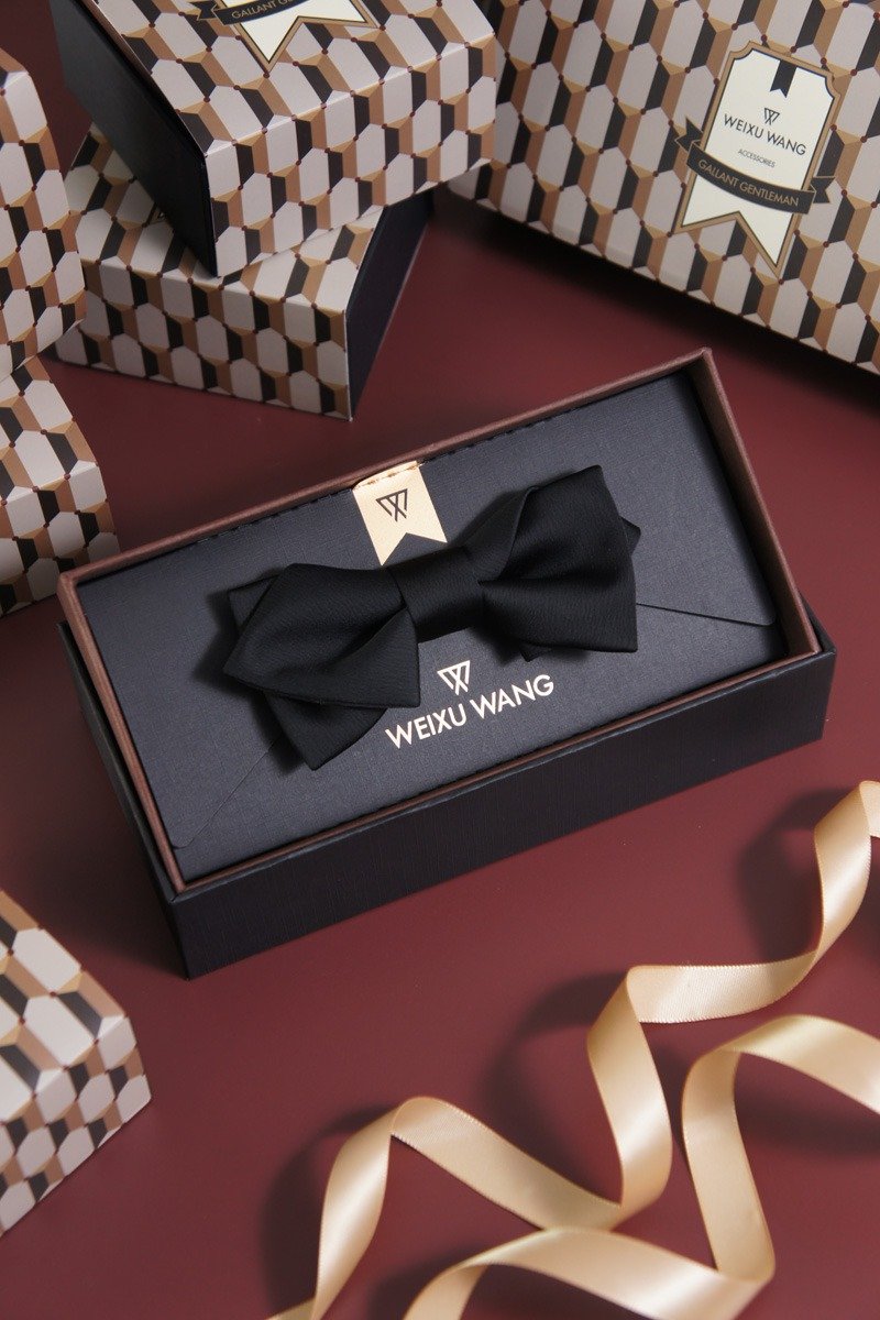 WEIXUWANG ボウタイ ウィッシュ シリーズ ハンドメイド ボウタイ - 蝶ネクタイ・つけ襟 - ポリエステル ブラック