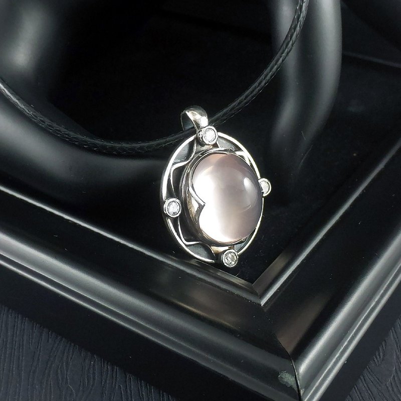 Rose Quartz Sterling Silver 925 Pendant Charm Amulet - Beautiful Lady - Necklaces - Crystal Pink