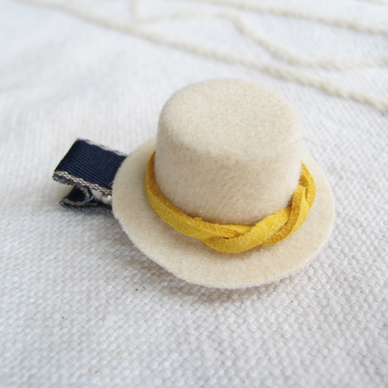 Small hat hairpin - Yellow suede trim (baby hairpin / children hairpin) - Bibs - Cotton & Hemp Multicolor