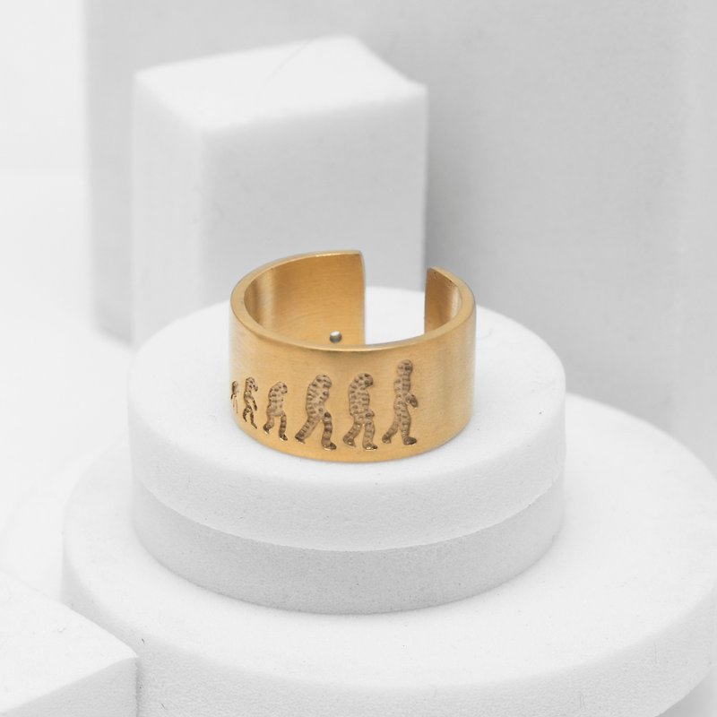 人類演化戒指 (霧金) - 戒指 - 不鏽鋼 金色