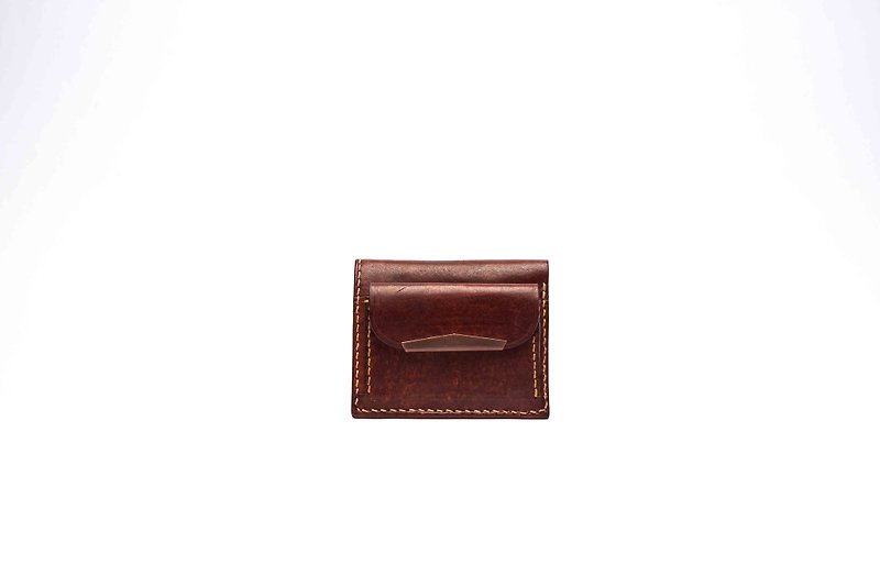 Hai card HIKER / leather hand Italian vegetable-tanned leather material _ // change short clip (brown beans) - Wallets - Genuine Leather Brown