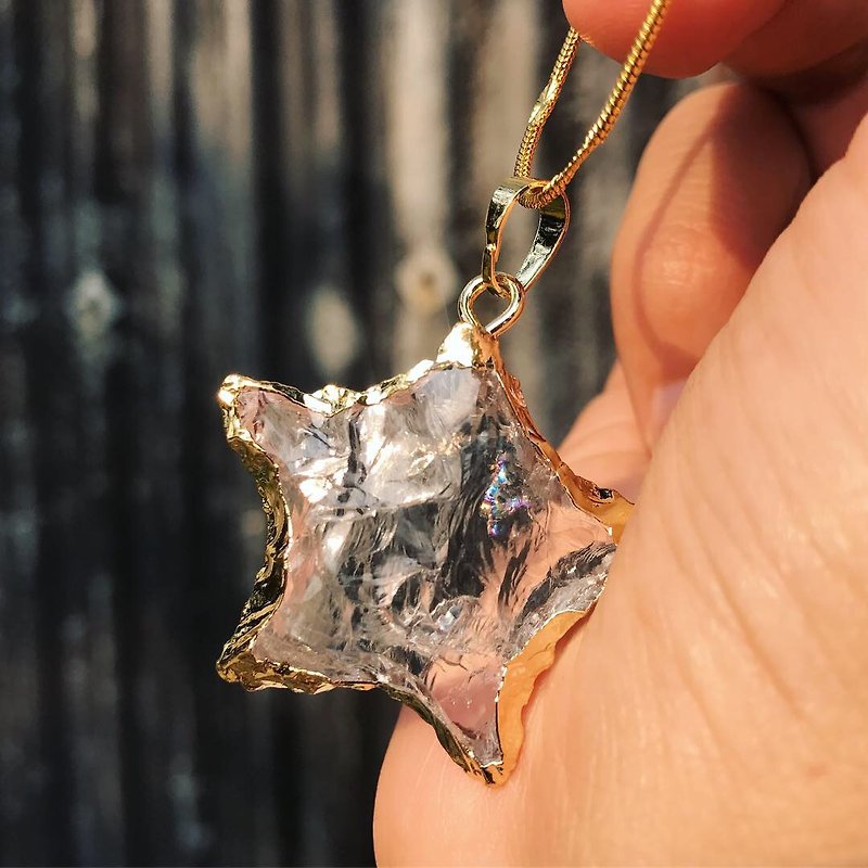[紛失した場合]シンプルな天然石のスターノックホワイトクリスタルネックレス - ネックレス - 宝石 透明