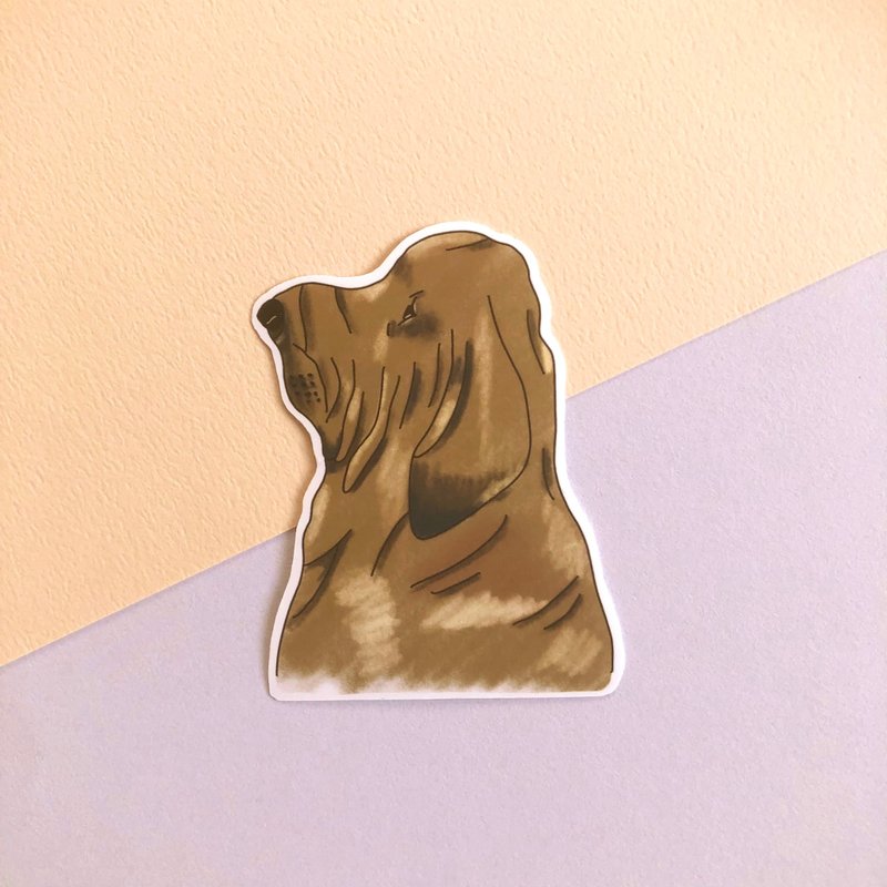 防水狗狗貼紙 - 手繪血犬插畫 - 筆電/行李箱裝飾 - 行李箱/旅行袋 - 紙 