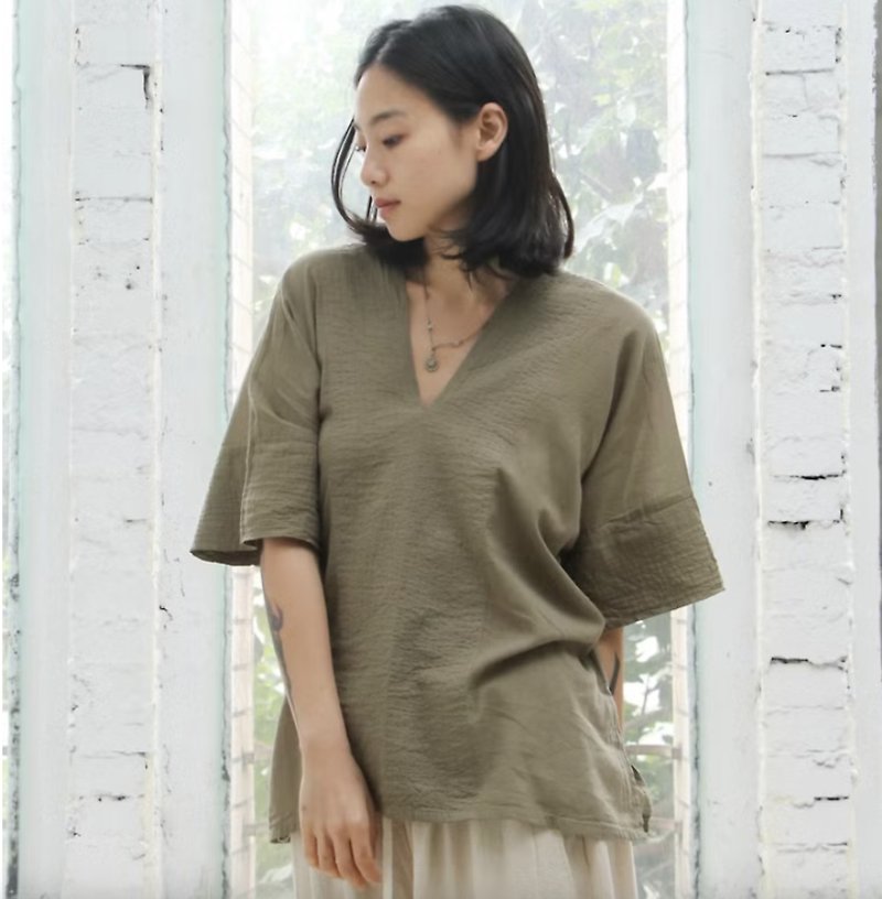 [Special offer for slight imperfections] Omake Tops Category B - Women's Tops - Cotton & Hemp Brown