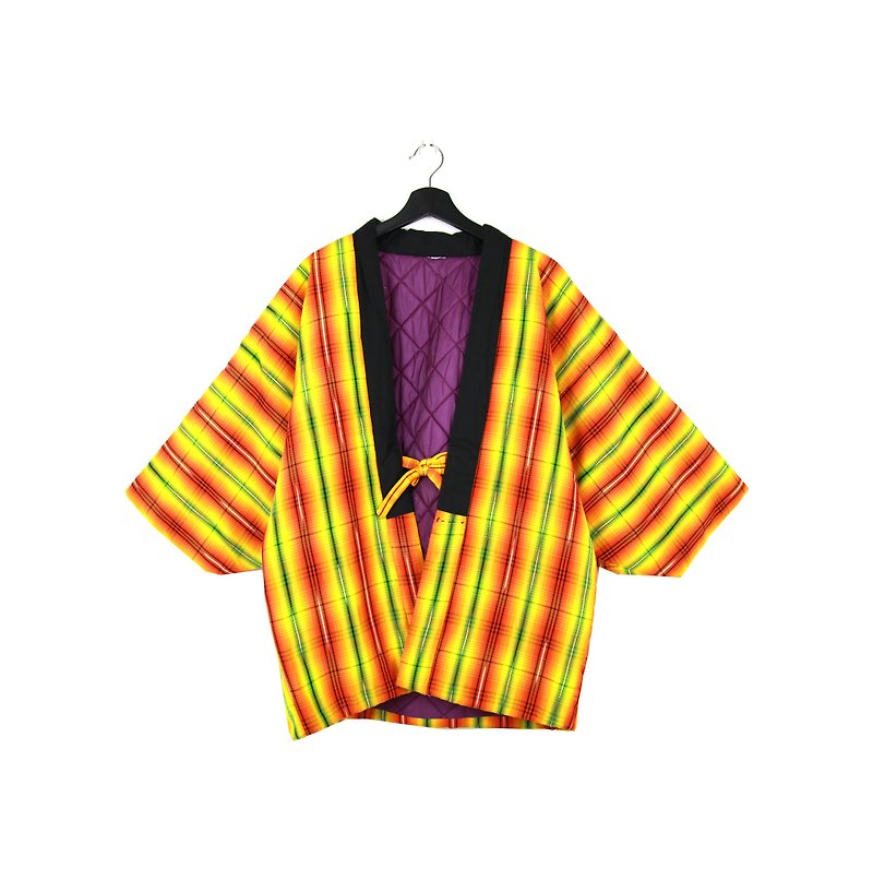 バックグリーンへ::男性と女性の両方で鮮やかな色で日本の家庭店の綿のジャケットの日以内にループが紫// //ヴィンテージ（BT-23）でストライプを着ます - ジャケット - コットン・麻 