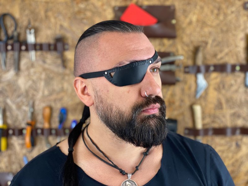 Leather Eye Patch, Eye Patch, Man Eye Patch, Woman Eye Patch, Brown Eye Patch, S - 眼罩 - 真皮 透明