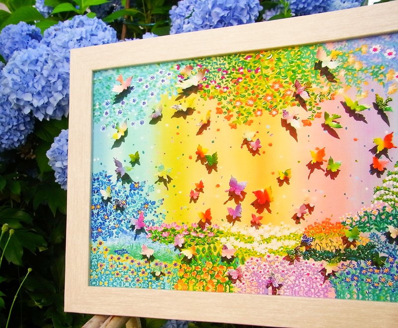 [Play with butterflies] Art print gift for children's room baby gift wall hanging flower lover pattern - โปสเตอร์ - กระดาษ หลากหลายสี