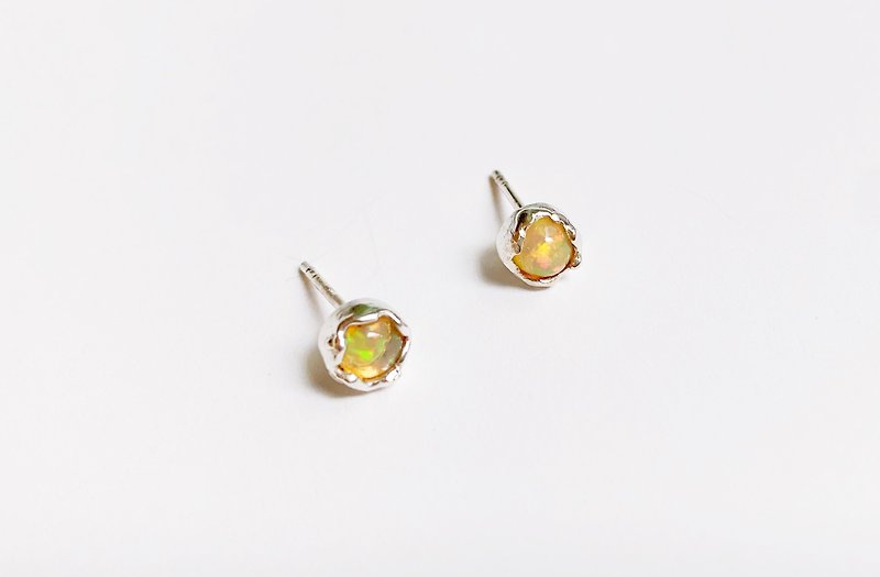 October Birthstone Round Opal Lunar Eclipse Earrings - Pair - Earrings & Clip-ons - Semi-Precious Stones Orange