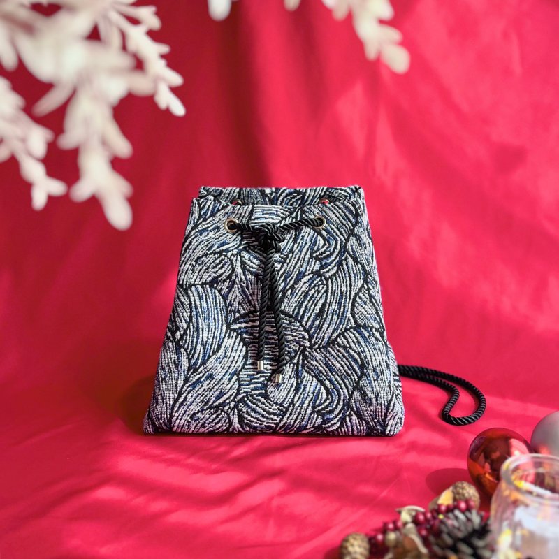 Gobelin feather pattern drawstring bag, medium size - Messenger Bags & Sling Bags - Other Man-Made Fibers 